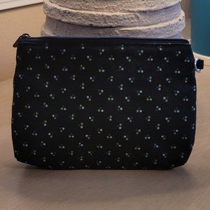 Mini Zipper Pouch/ Navy Blue w/ polka dots